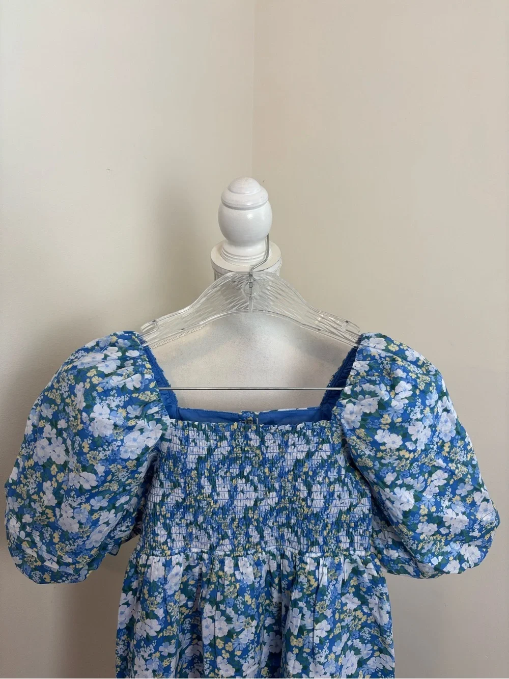 Janie and Jack Natalie Floral Smocked Bubble Sleeve Dress Lapis Floral Size 10